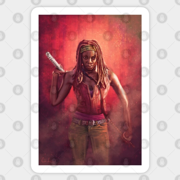 Michonne Sticker by cmloweart